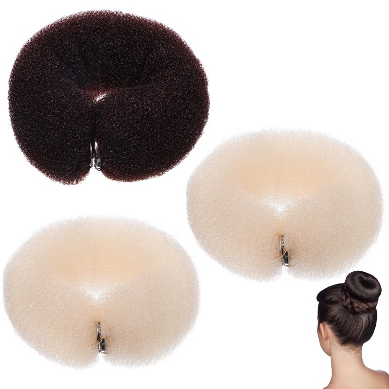 KALLORY 3Pcs Hair Styling Tools  DIY Foam Ring Shaper Doughnut Roll and Snap Bun Maker for Womens Hairstyles